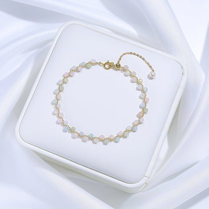 Natural Stone Colorful Cross-section Tourmaline Bracelet For Women Hand-woven Adjustable