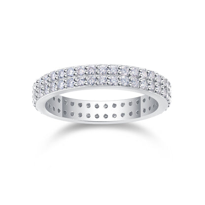 Starlight - Set With Top-quality Moissanite S925 Silver And Platinum-plated Diamond Wedding Ring. The Ring Can Be Inspected With A Diamond Pen