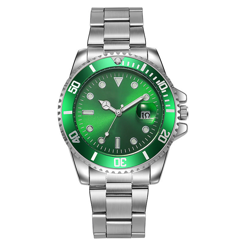 Luminous Solid Steel Strap Single Calendar Men's Watch