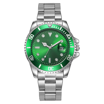 Luminous Solid Steel Strap Single Calendar Men's Watch