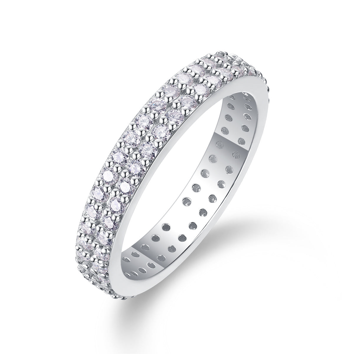 Starlight - Set With Top-quality Moissanite S925 Silver And Platinum-plated Diamond Wedding Ring. The Ring Can Be Inspected With A Diamond Pen