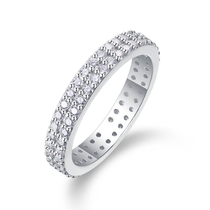 Starlight - Set With Top-quality Moissanite S925 Silver And Platinum-plated Diamond Wedding Ring. The Ring Can Be Inspected With A Diamond Pen
