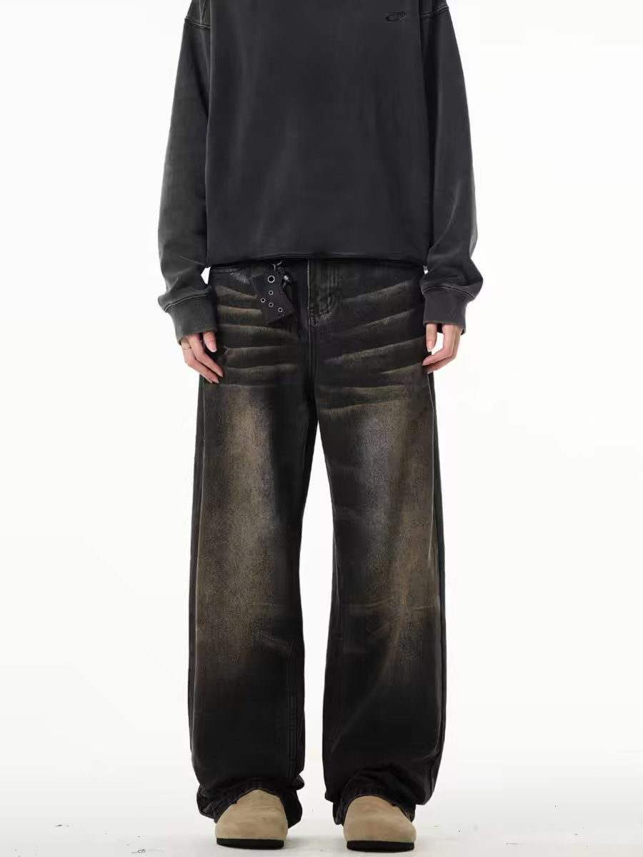 American High-street Wasteland Style Retro Straight-leg Jeans For Men