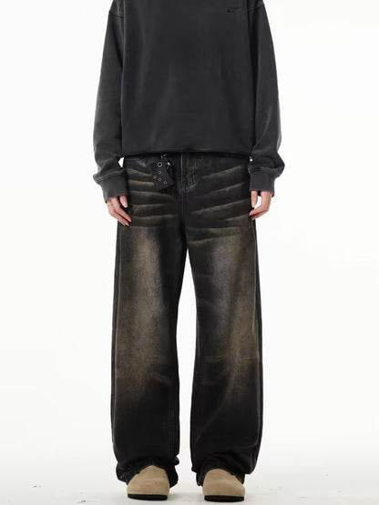 American High-street Wasteland Style Retro Straight-leg Jeans For Men