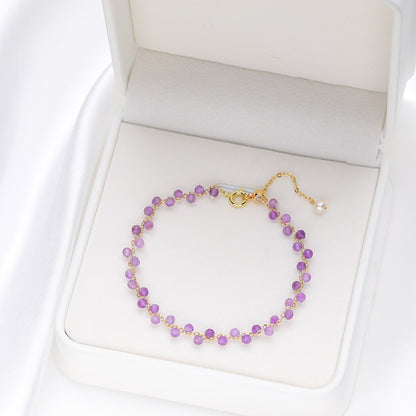 Natural Stone Colorful Cross-section Tourmaline Bracelet For Women Hand-woven Adjustable