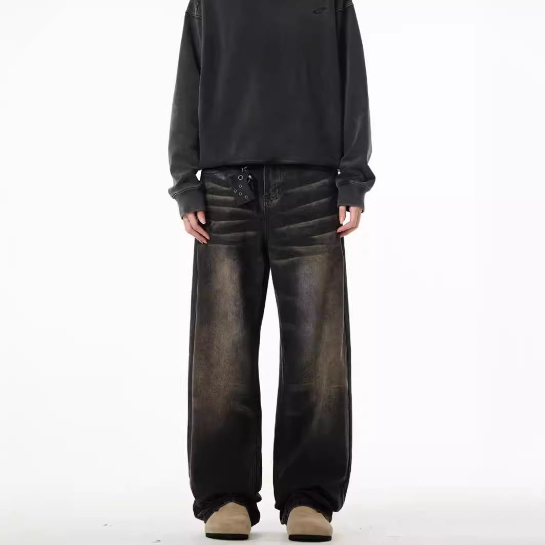American High-street Wasteland Style Retro Straight-leg Jeans For Men