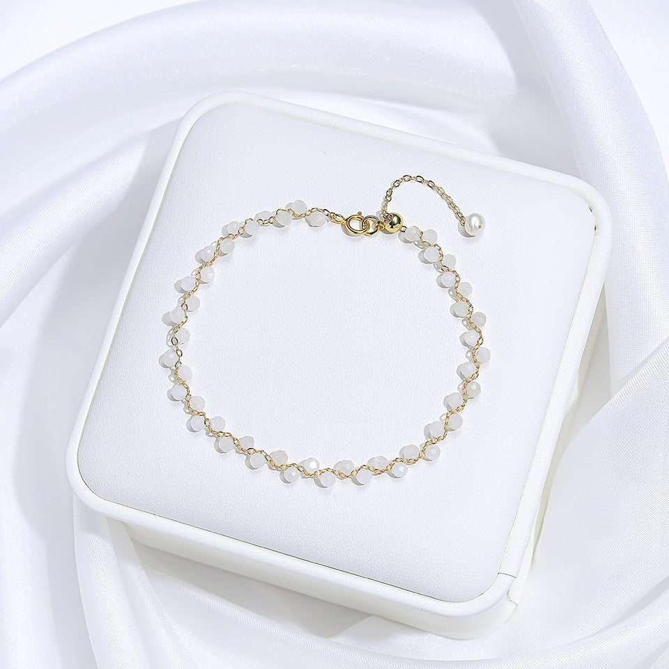 Natural Stone Colorful Cross-section Tourmaline Bracelet For Women Hand-woven Adjustable