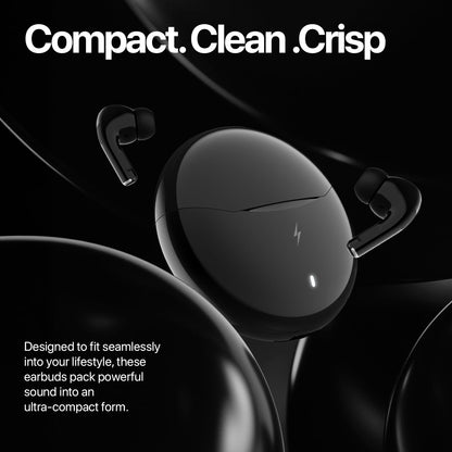Fire-Boltt Aero TWS Earbuds Custom EQ, Wireless Bluetooth 5.4, Music & App Support, 50H Playtime, Fast Charging Case, 50ms Low Latency for Gaming, Touch Controls, IPX4 Waterproof, Clear Calls - Black