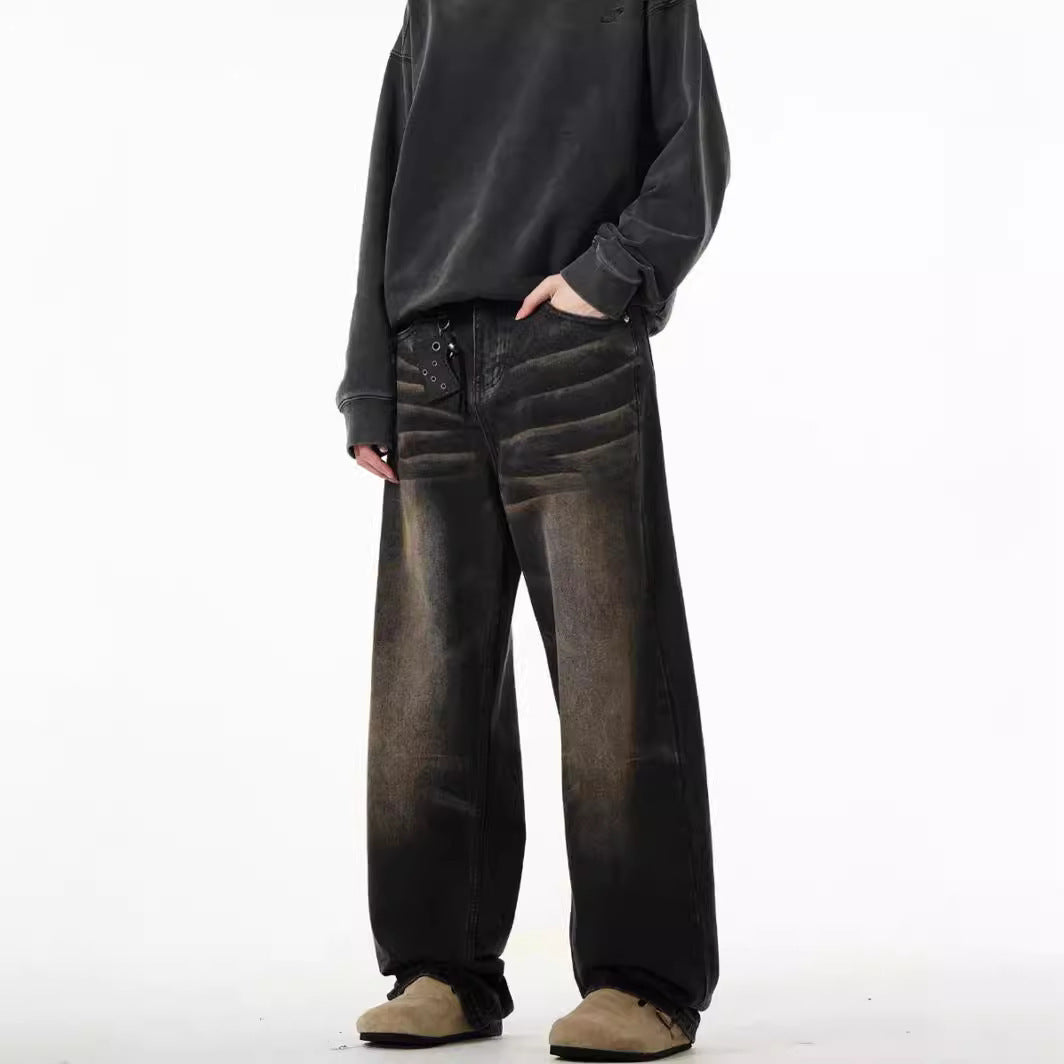American High-street Wasteland Style Retro Straight-leg Jeans For Men