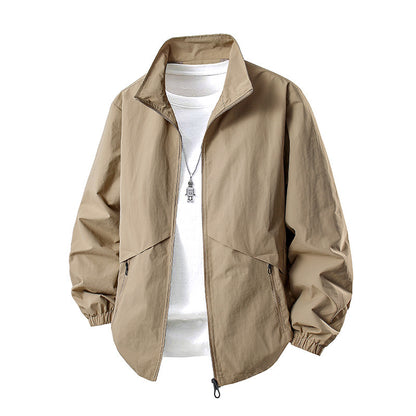 Men's Jacket Loose Fit Stand Collar Coat For Overweight