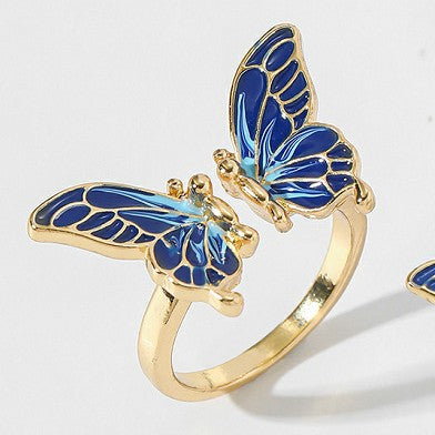 Fashionable High-end Adjustable Butterfly Pearl Ring