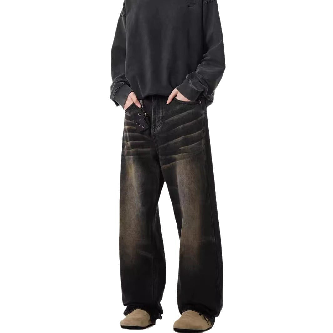 American High-street Wasteland Style Retro Straight-leg Jeans For Men