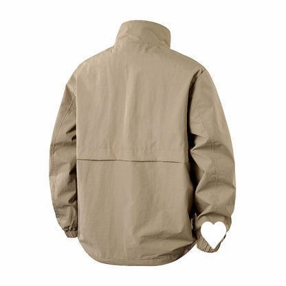 Men's Jacket Loose Fit Stand Collar Coat For Overweight