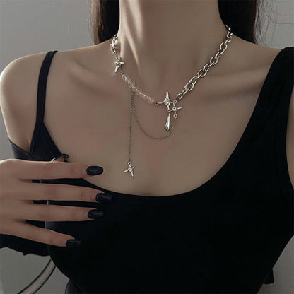 Female Minority Design Water Drop Star Necklace