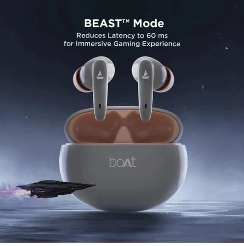 boAt Airdopes Gaming TWS Earbuds with BEAST Mode, 60ms Low Latency, Bluetooth Connectivity, Deep Bass & HD Calls (White)