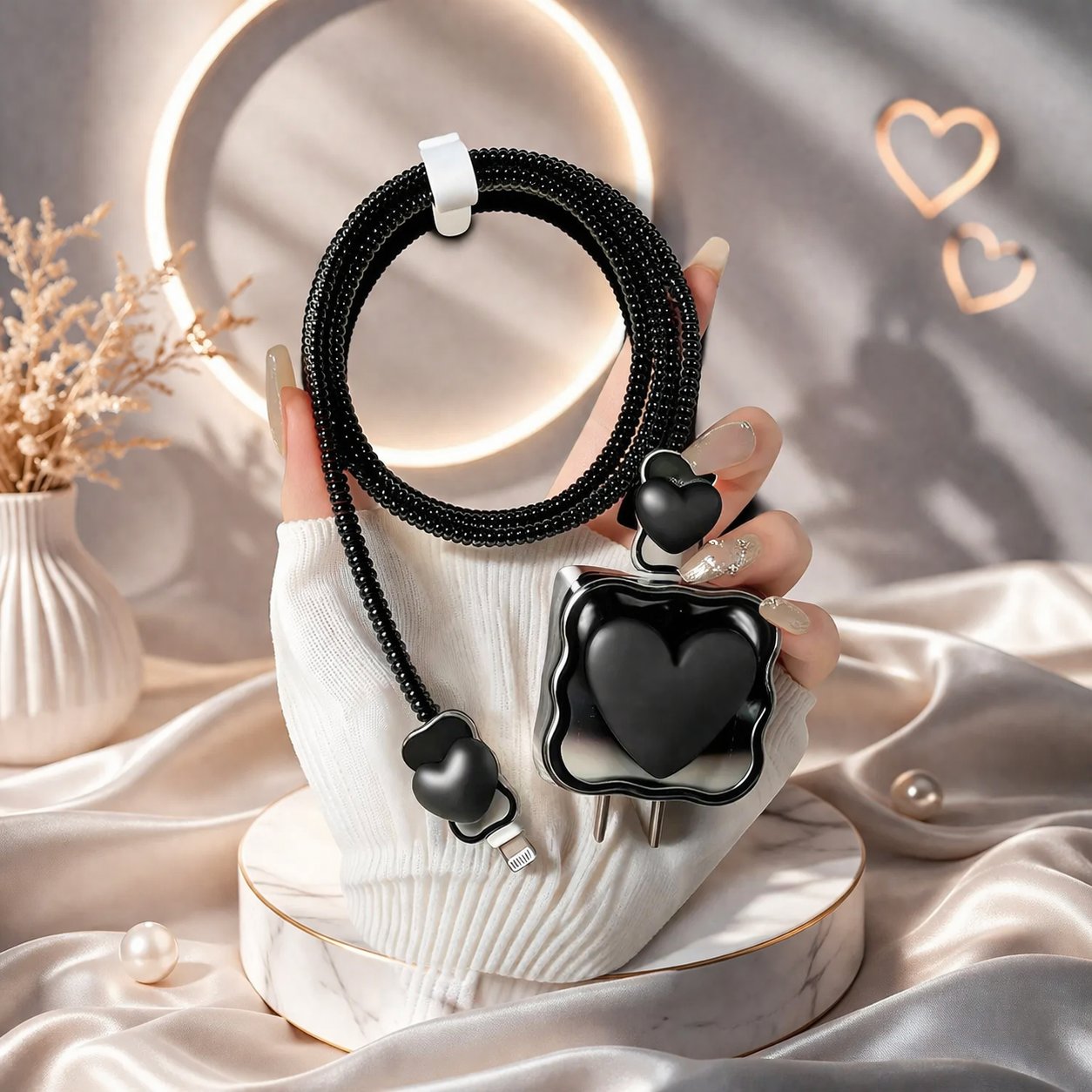 Black Heart Charger Protector