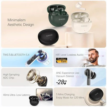 SHKOD ANC Wireless Earbuds™ | Bluetooth 5.4 | HiFi Sound | 40ms Low Latency | Fast Charging
