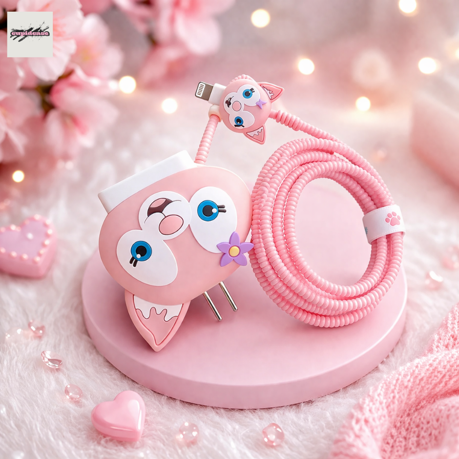 Pink Cat Charger Protector