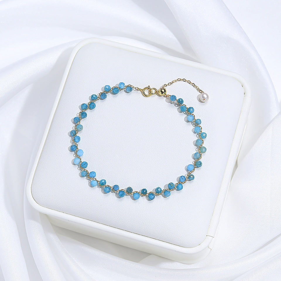 Natural Stone Colorful Cross-section Tourmaline Bracelet For Women Hand-woven Adjustable