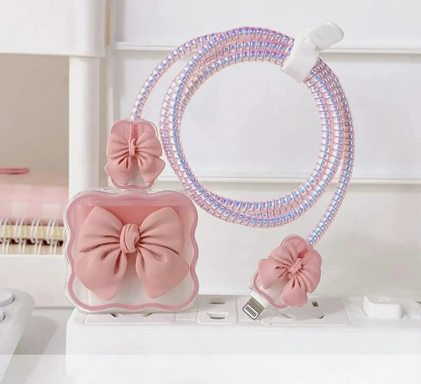 Peach Bow Charger Protector