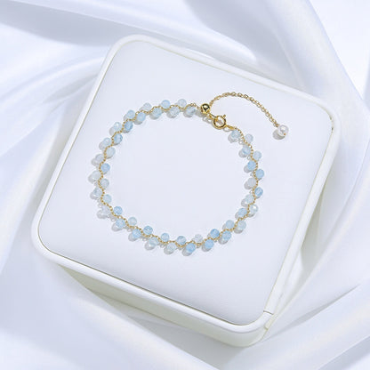 Natural Stone Colorful Cross-section Tourmaline Bracelet For Women Hand-woven Adjustable