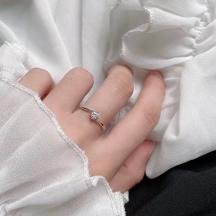 S925 Sterling Silver Stylish Zircon Index Finger Ring