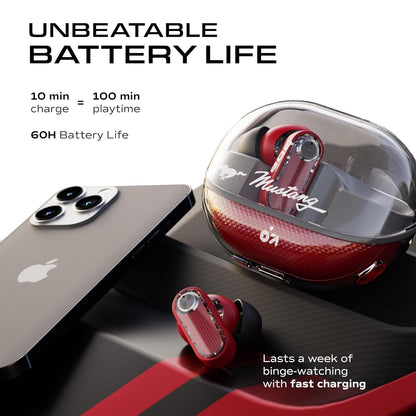 GOBOULT Mustang Sprint in Ear Earbuds with 60H Playtime, Amp App Support, 32dB Active Noise Cancellation, Quad Mic ENC, Dual Device Pairing, 10mm Drivers, BTv 6.0 TWS