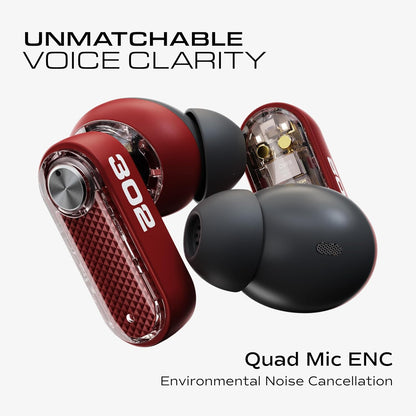 GOBOULT Mustang Sprint in Ear Earbuds with 60H Playtime, Amp App Support, 32dB Active Noise Cancellation, Quad Mic ENC, Dual Device Pairing, 10mm Drivers, BTv 6.0 TWS