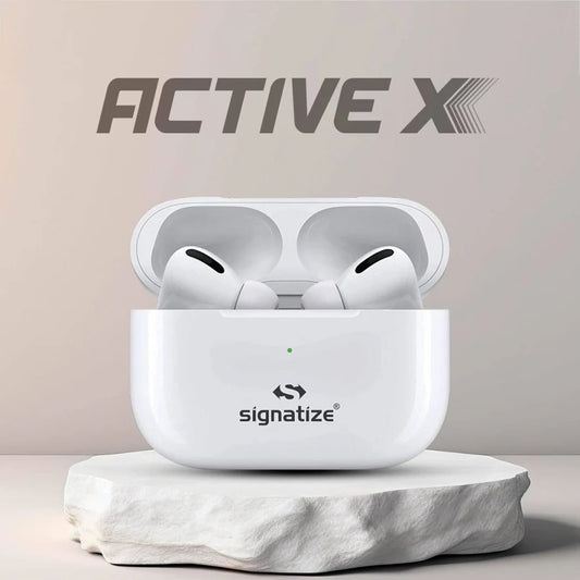 Signatize NEO TWS Earbuds with Bluetooth 5.0, Smart Touch Controls, Extra Bass, Wireless Charging, Siri Support & HD Calling (White)